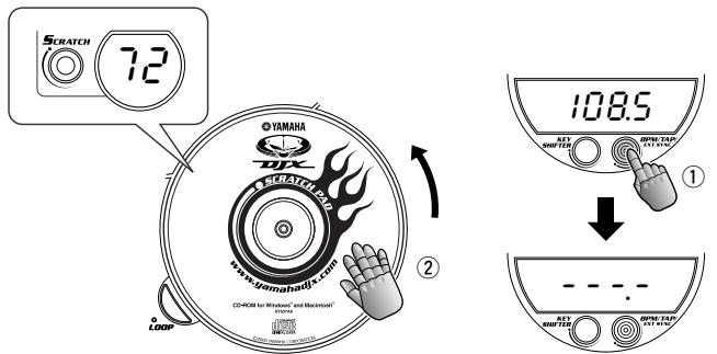 SCRATCH 7.2 YAMAHA SCRATCH timer 108.5 ① ② CO-HOII for Windows® and Bluetooth® (www.yamaha.com) LOOP KEY MOU TAP RPM TAP RPM TAP