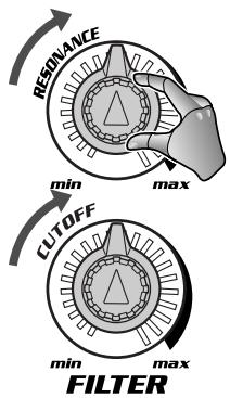 RESONANCE min max CUTOFF FILTER min max