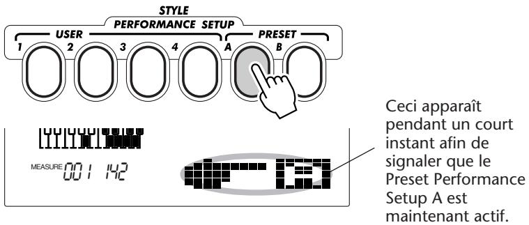 YAMAHA DJX-PSR-D1- - Appuyez sur la touche PERFORMANCE SETUP PRESET de votre choix. - 1