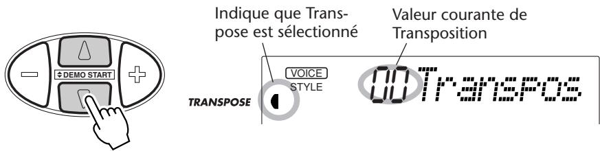 YAMAHA DJX-PSR-D1- - Choisissez la fonction Transpose dans le menu intitulé Overall. - 1