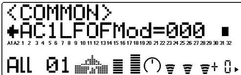 YAMAHA MU100 - Intensité de modulation de contrôle de l'OBF de la commande AC1 (AC1LFOFMod) - 1