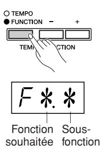 YAMAHA P-140-P-140S - Appuyez sur la touche [TEMPO/ FUNCTION] pour passer en mode Function. - 1