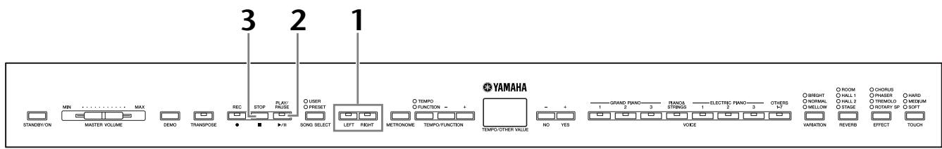 YAMAHA P-140-P-140S - Exercices à une main sur les 50 morceaux prédéfinis (fonction Part Cancel (Partie annulée)) - 1