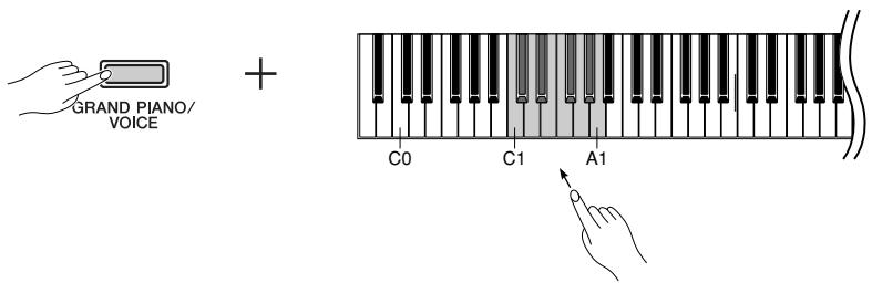 YAMAHA P-70-P-70S - Appuyez sur une des touches C1-A4 tout en maintainant la touche [GRAND PIANO/VOICE] enforcée pour sélectionner une voix. - 1