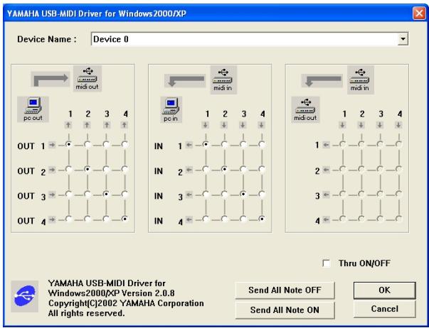 YAMAHA MOTIF ES8 - A propos de la fenêtre USB Driver Setup - 1