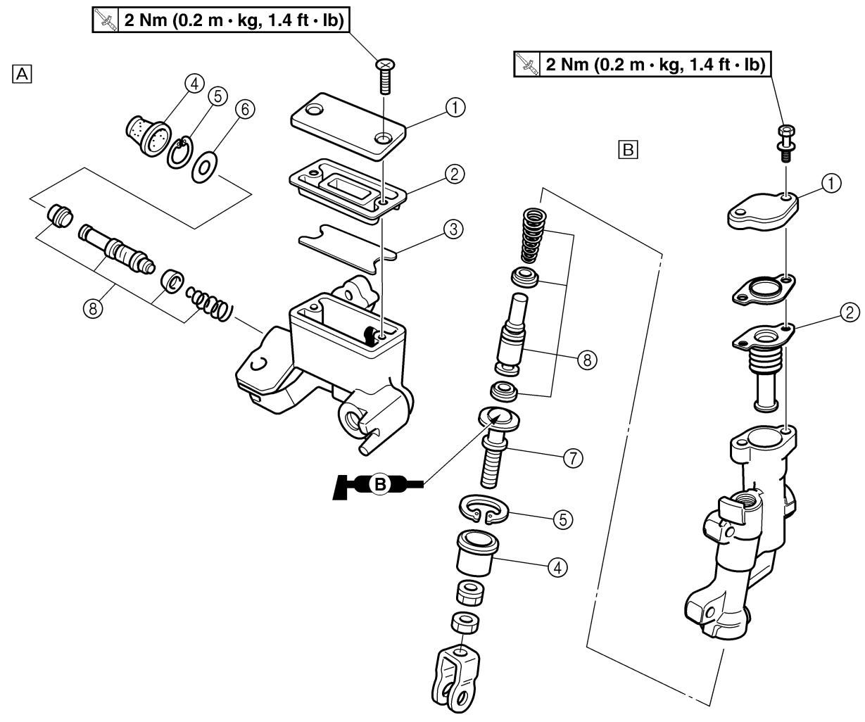 YAMAHA WR250F - BRAKE MASTER CYLINDER DISASSEMBLY - 1