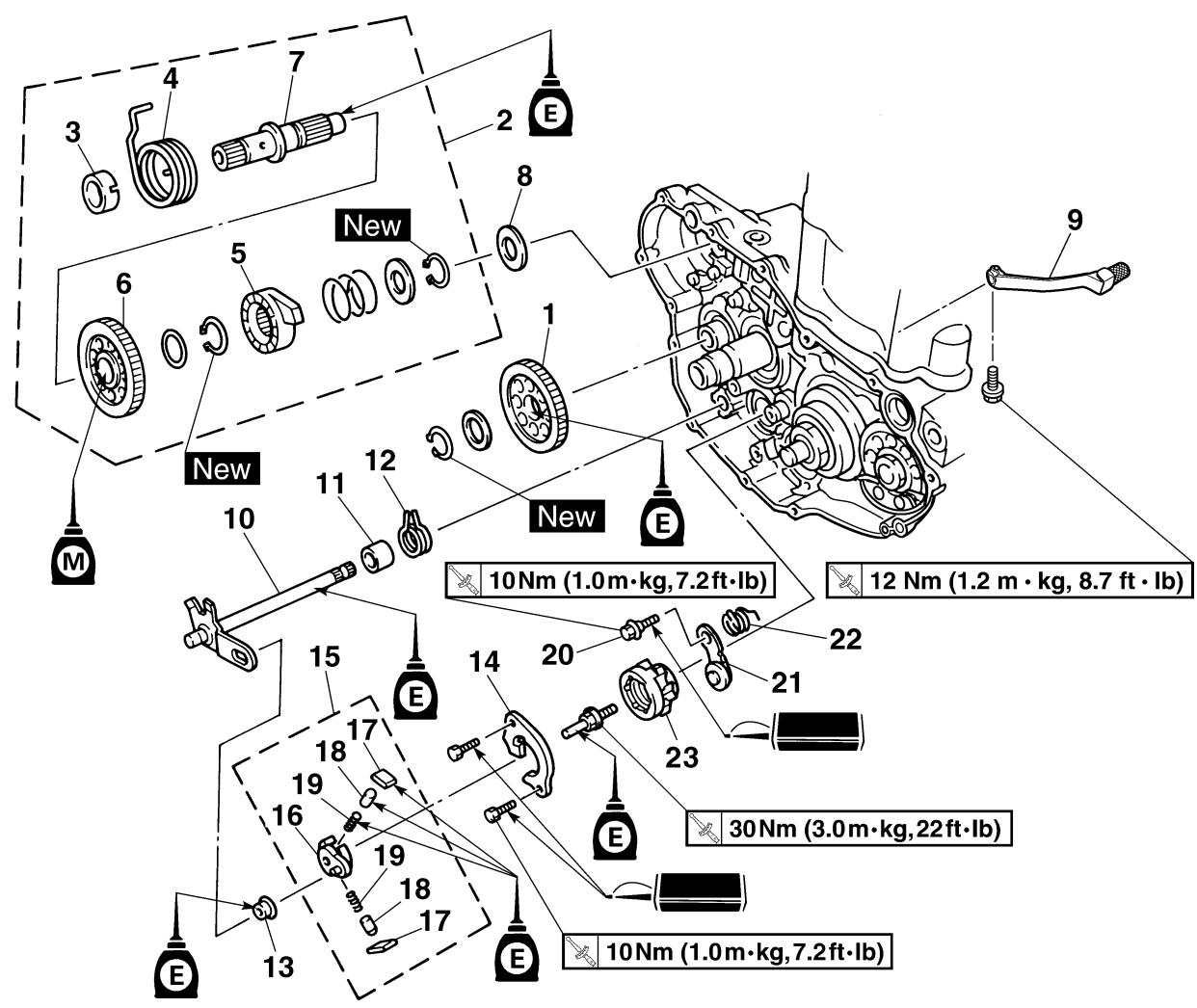 YAMAHA WR250F - EJE DEL PEDAL DE ARRANQUE Y EJE DEL CAMBIO - 3
