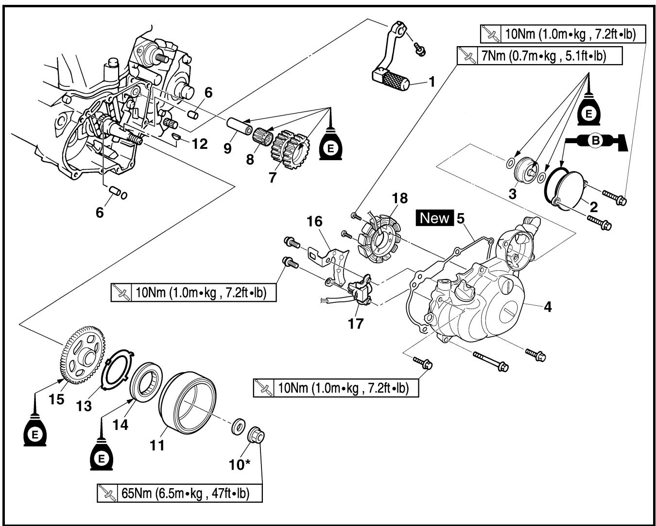 YAMAHA WR450F - Engranaje intermedio del pedal de arranque - 2