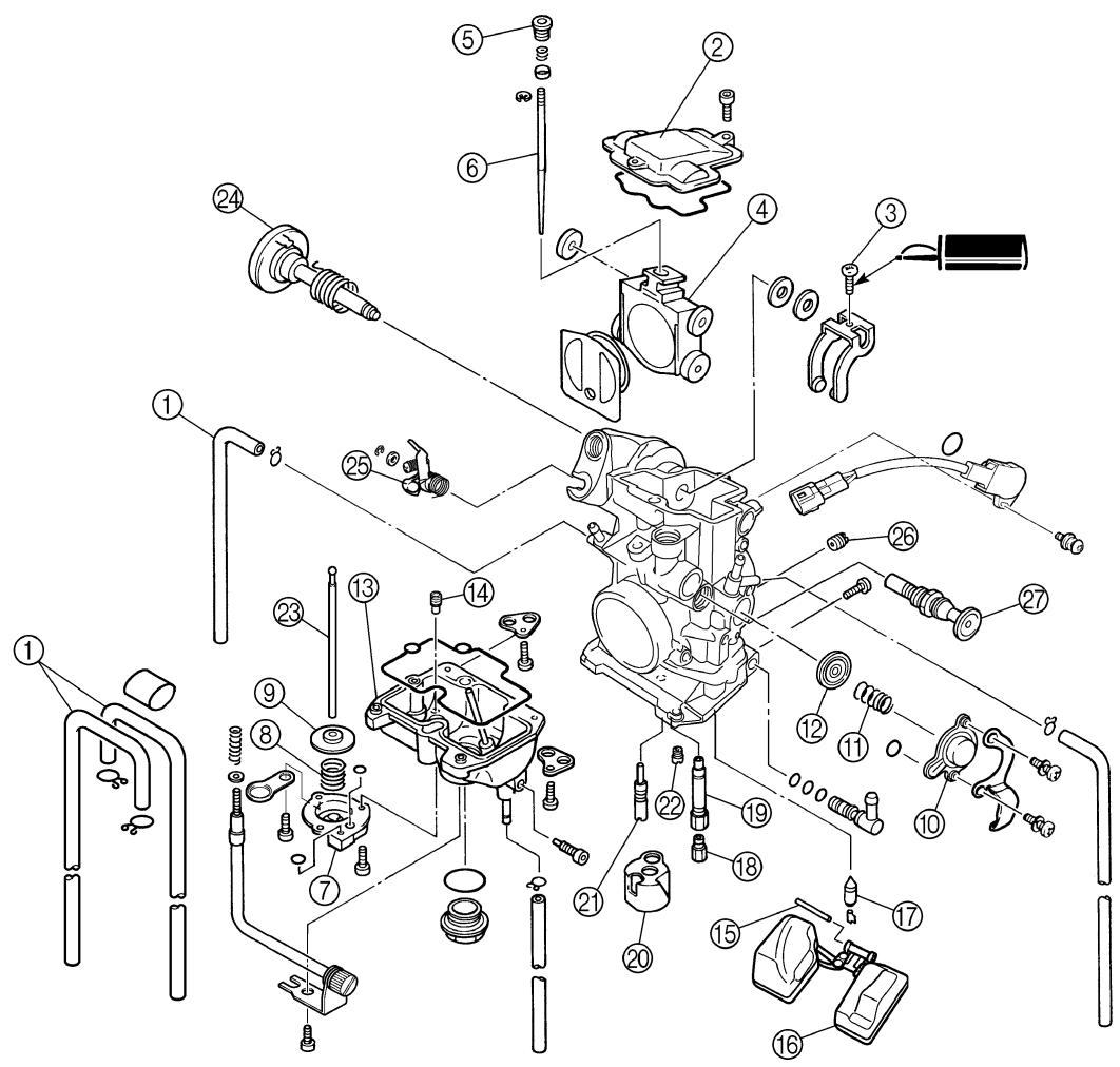 YAMAHA WR450F-2007 - CARBURETOR DISASSEMBLY - 1