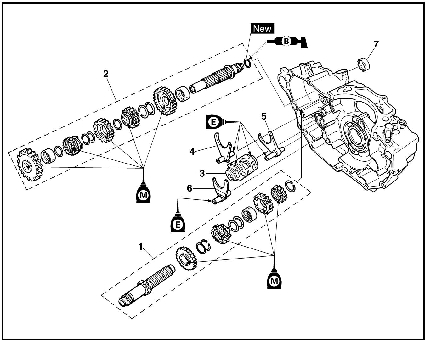 YAMAHA WR450F-2007 - TRANSMISSION, SHIFT CAM AND SHIFT FORK - 1