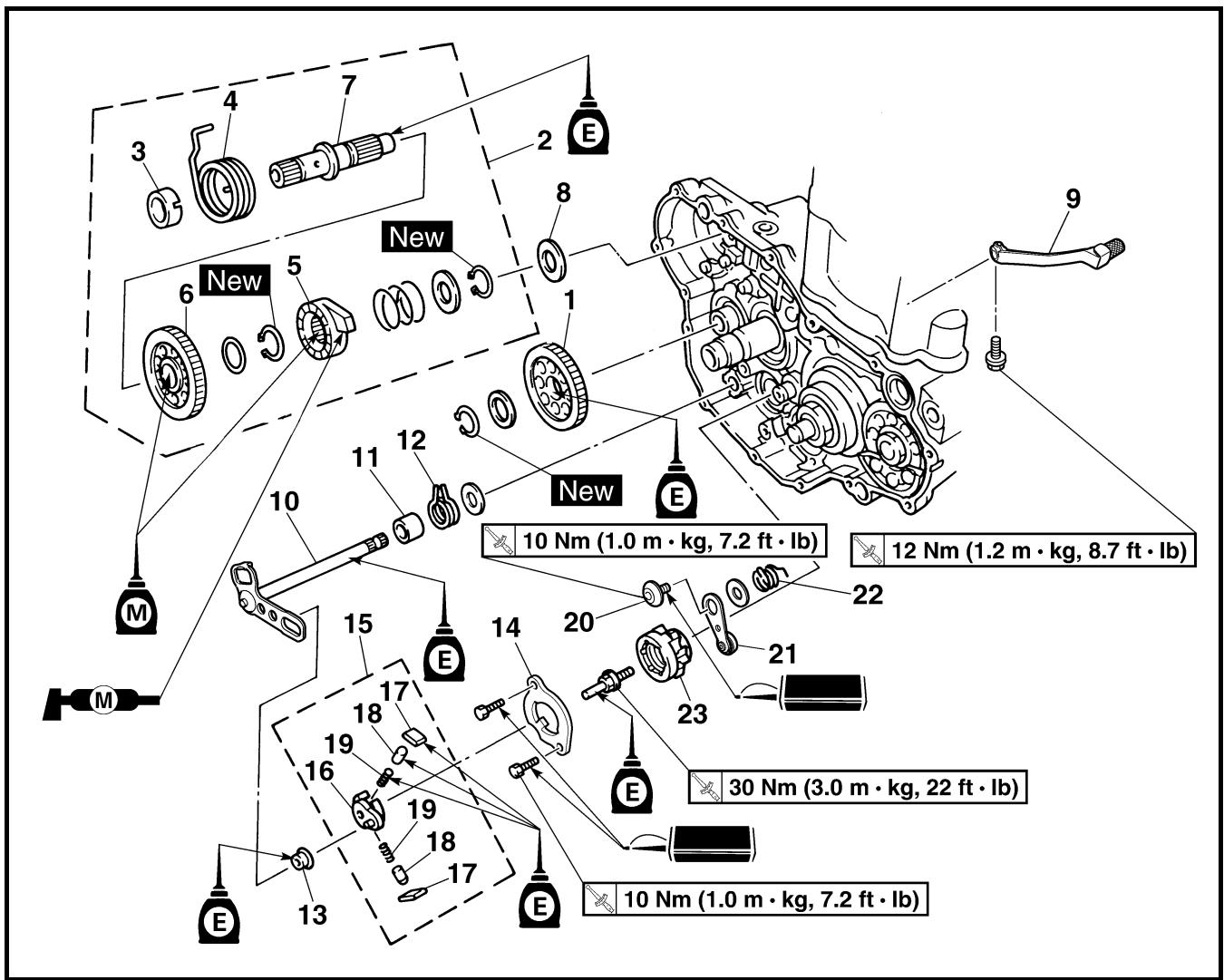 YAMAHA YZ450F-2007 - KICK AXLE AND SHIFT SHAFT - 2