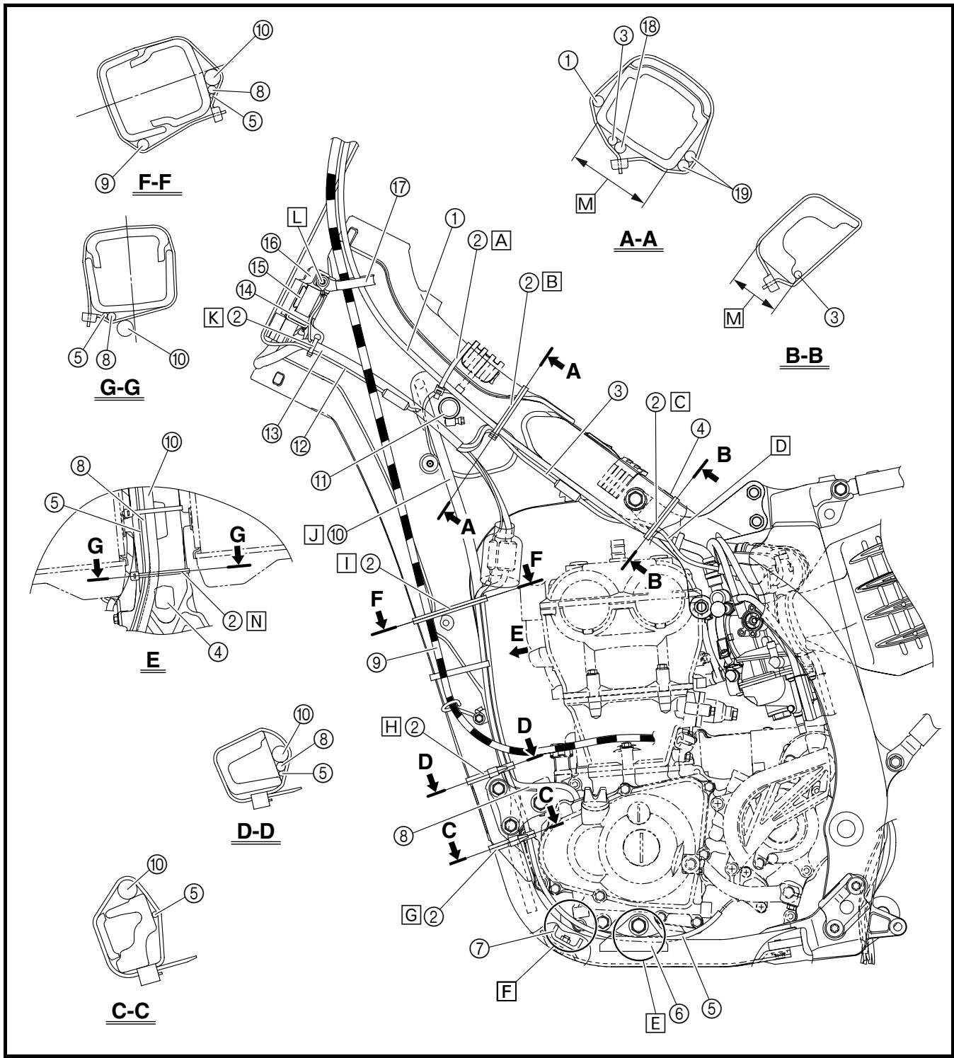 YAMAHA YZ450F-2007 - D'ACHEMINEMENT DES CABLES - 1