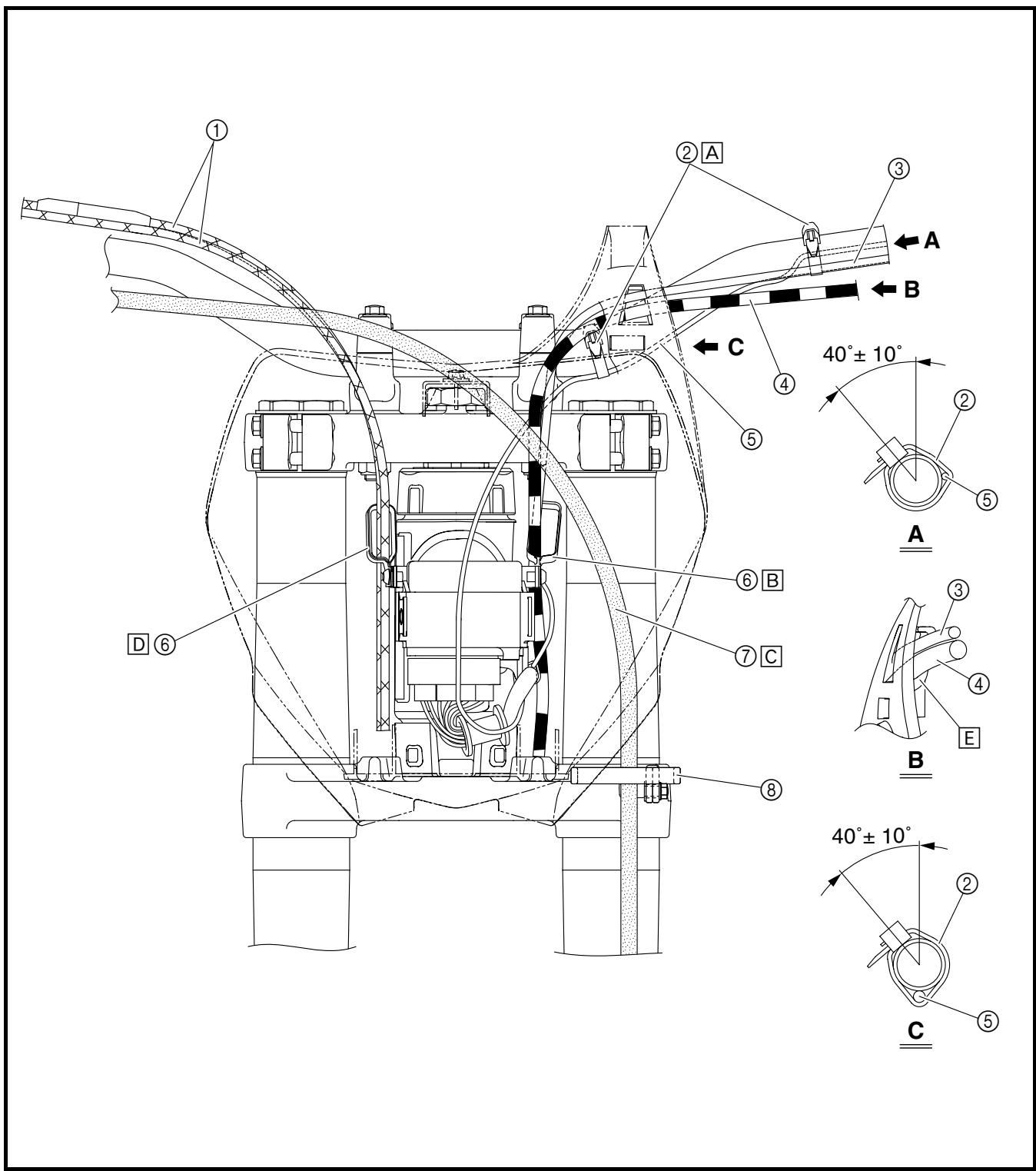 YAMAHA YZ450F-2007 - DIAGRAMME D'ACHEMINEMENT DES CABLES KABELFUHRUNGSDIAGRAMME - 3