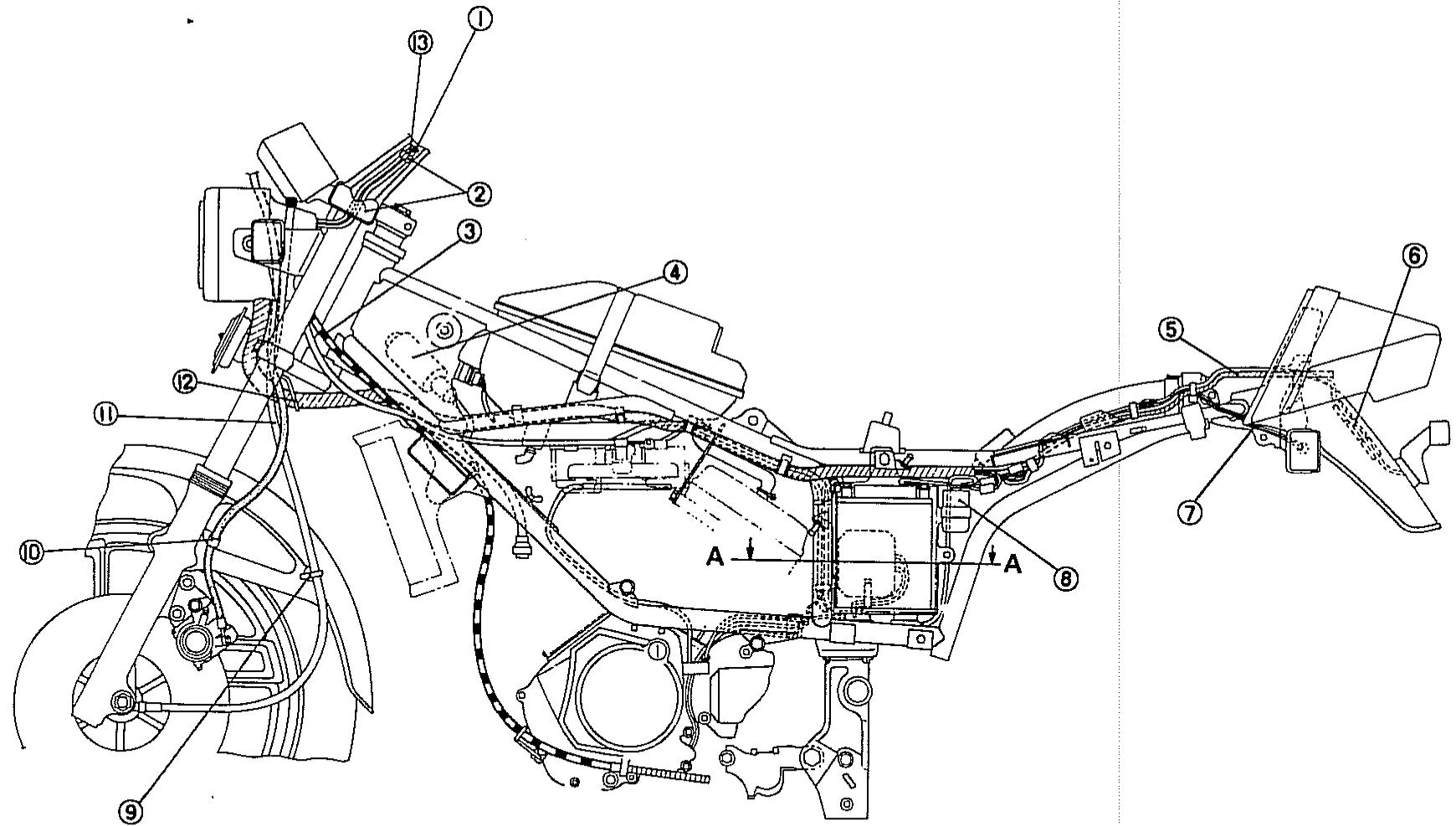 YAMAHA XZ550 - KABELFUHRUNGSÜBERSICHT - 5