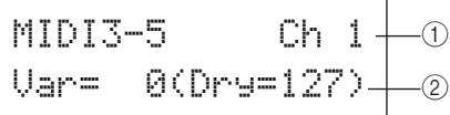 YAMAHA DTX-MULTI 12 - MIDI3-7 page reverb send level (niveau d'envoi de réverbération) - 1