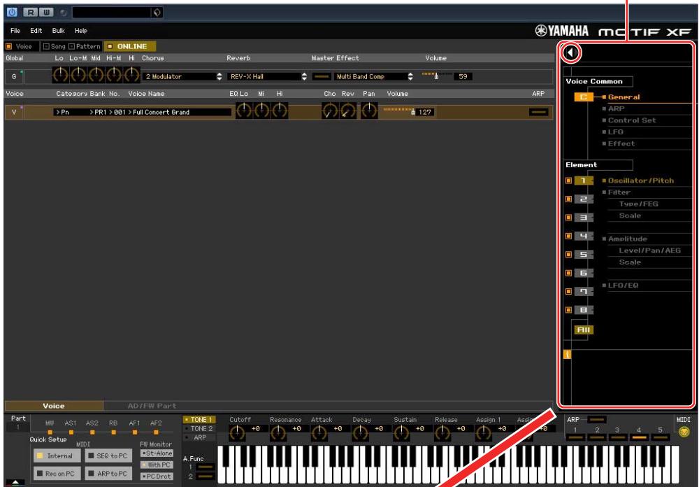 YAMAHA MOTIF XF EDITOR VST - (lorsque l'élément Voice/Song/Pattern est réglé sur « Voice ») - 1