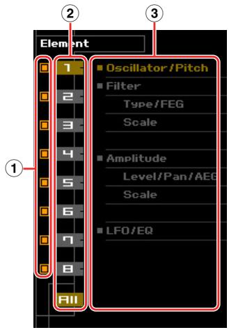 YAMAHA MOTIF XF EDITOR VST - Element (Elément) ou Drum Key (Touche de batterie) - 1
