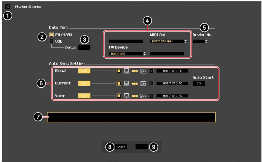 YAMAHA MOTIF XF EDITOR VST - Fenêtre Auto Sync - 1