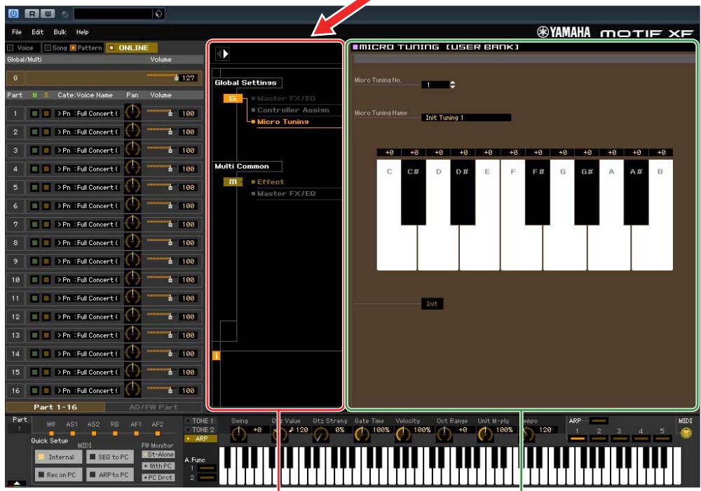 YAMAHA MOTIF XF EDITOR VST - Section Parameter Category (lorsque l'élément Voice/Song/Pattern est réglé sur « Song » ou « Pattern ») - 2