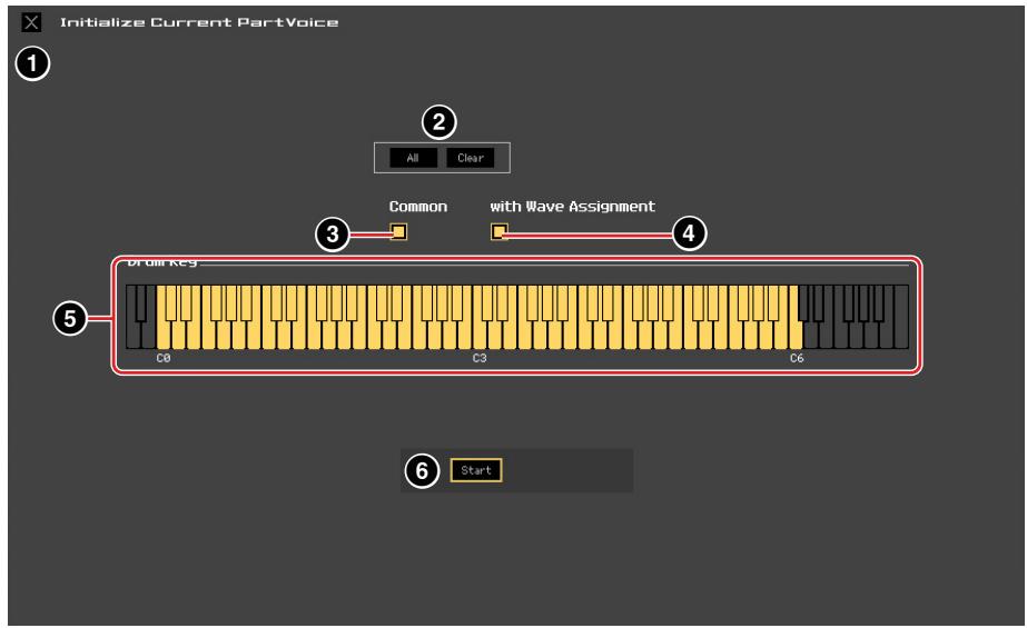 YAMAHA MOTIF XF EDITOR VST - Lorsqu'une voix de batterie est éditée : - 1
