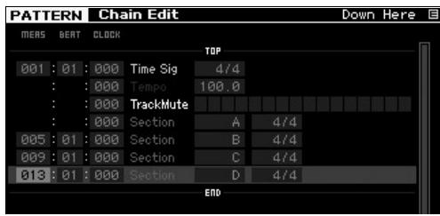 YAMAHA MOTIF XF8 - Appuyez sur la touche [SF4] insert (insertion) pour ouvrir la fenêtre insert event (insérer un événement), et affectez la section a au 1ER temps de la 1ÈRE mesure. - 5