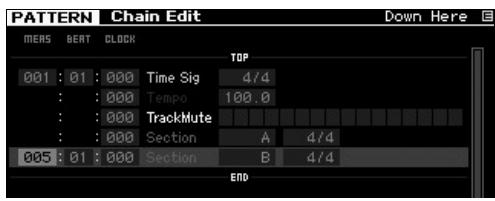 YAMAHA MOTIF XF8 - Appuyez sur la touche [SF4] insert (insertion) pour ouvrir la fenêtre insert event (insérer un événement), et affectez la section a au 1ER temps de la 1ÈRE mesure. - 3