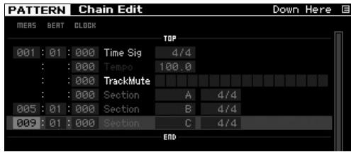 YAMAHA MOTIF XF8 - Appuyez sur la touche [SF4] insert (insertion) pour ouvrir la fenêtre insert event (insérer un événement), et affectez la section a au 1ER temps de la 1ÈRE mesure. - 4