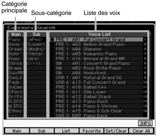 YAMAHA MOTIF XF8 - Appuyez sur la touche [category SEARCH] dans l'écran voice play. - 2