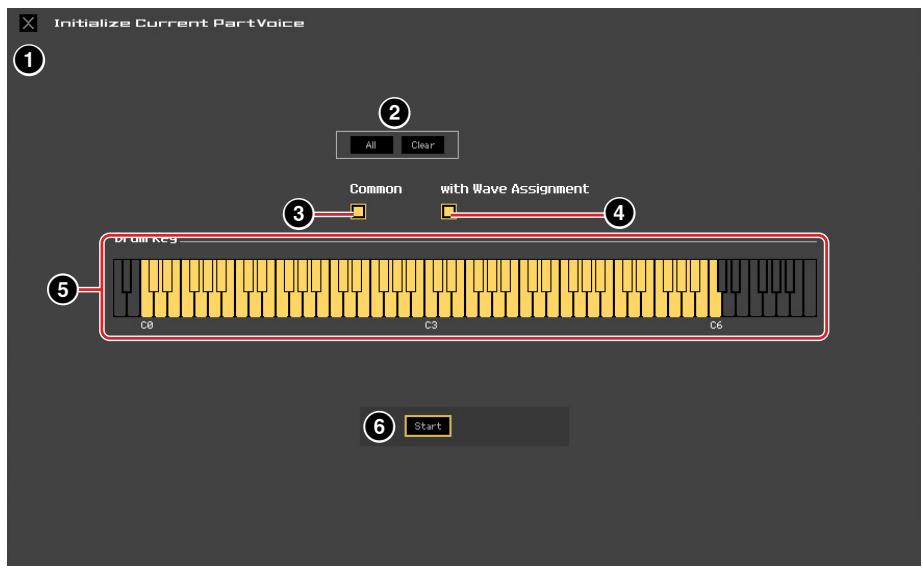YAMAHA MOTIF XF8 EDITOR - Lorsqu'une voix de batterie est éditée : - 1