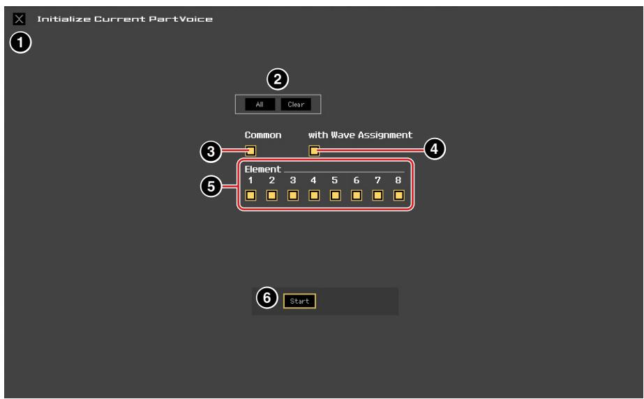 YAMAHA MOTIF XF8 EDITOR - Initialiser la voix actuelle (en mode Voice) / Initialiser la voix de la partie actuelle (en mode Song ou Pattern) - 1