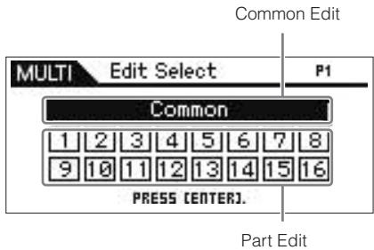 YAMAHA MOTIF-RACK XS - Sélectionnez « Common » ou l'un des réglages « 1 » à « 16 » à l'aide des touches de curseur [A]/[V]/[<]/[>] et du bouton encodeur. - 1