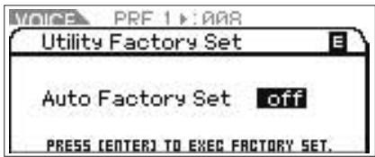 YAMAHA MOTIF-RACK XS - Sélectionnez « Fctry Set » à l'aide des touches de curseur [Â]/[V]/[<]/[>] et du bouton encodeur, puis appuyez sur la touche [ENTER] ou sur le bouton encodeur. - 1