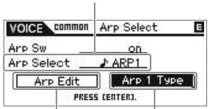 YAMAHA MOTIF-RACK XS - Dans la colonne « Arp Select » (Sélection d'arpège), sélectionné l'une des valeurs « ARP1 » – « ARP5 » (cinq types d'arpège) affectée à la voix en cours. - 1
