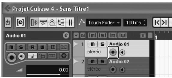 Projet Cubase 4 - Sans Titre1 Touch Fader 100 ms Audio 01 m S Audio 01 stéréo 2 m S Audio 02 stéréo 0.00
