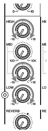 HIGH -18 +18 MID 100 10K -18 +18 LOW -16 -18 REVERB HI MI LO RE
