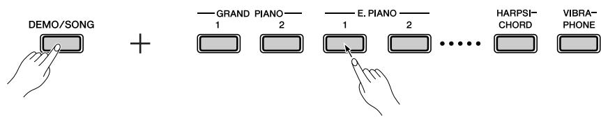 YAMAHA P-95B - Tout en maintenant la touche [DEMO/SONG] (démonstration/morceau) enfoncée, appuyez sur l'une des touches de voix pour écouter les morceaux de démonstration. - 1