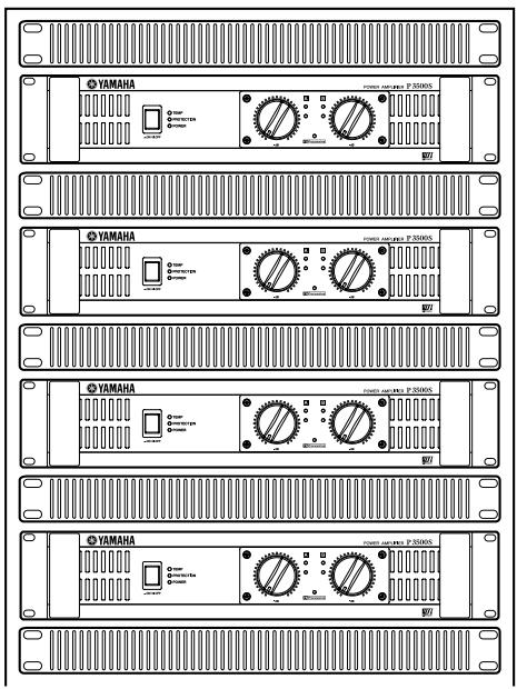 YAMAHA P5000S - Pour l'installation d'au moins cinq amplificateurs dans un rack à fond ouvert et pour l'installation d'un nombre quelconque d'amplificateurs dans un rack à fond fermé - 1