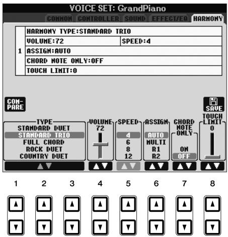 YAMAHA PSR-S910 - - Réglage des valeurs de paramètres - 1