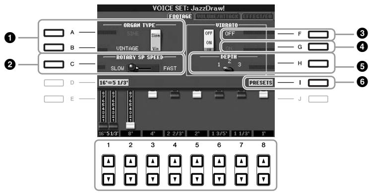 YAMAHA PSR-S910 - Utilisez les touches [1 ▲▼] - [8 ▲▼] pour spécifique les réglages de longueur en pieds souhaités. - 1