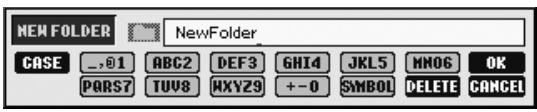 YAMAHA PSR-S910 - Appuyez sur la touche [7▼] (FOLDER) (Dossier) pour appeler l'écran permettant d'attribuer un nom à un nouveau dossier. - 1