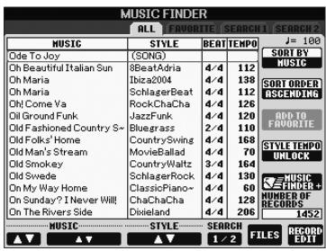 YAMAHA PSR-S910 - Vérifiez que les données de morceau (SONG/AUDIO) ont été ajoutées dans l'écran MUSIC FINDER. - 1