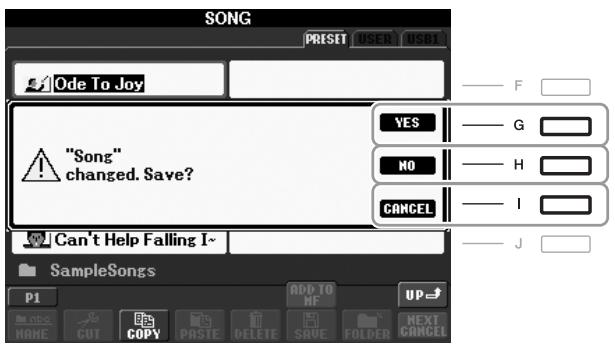 YAMAHA PSR-S910 - Messages affichés à l'écran - 1