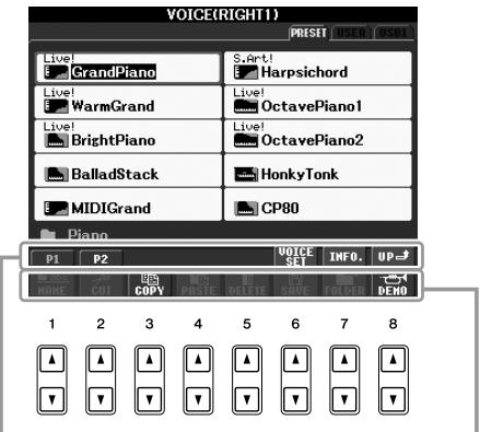 YAMAHA PSR-S910 - Touches [1 ▲▼] - [8 ▲▼] - 1