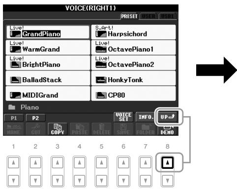 YAMAHA PSR-S910 - Exemple d'écran de sélection de voix PRESET - 1