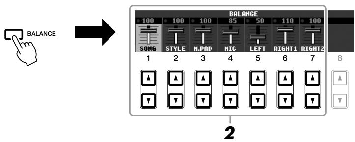 YAMAHA PSR-S910 - Appuyez sur la touche [BALANCE] pour appeler l'écran BALANCE. - 1