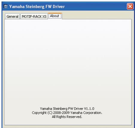 YAMAHA STEINBERG FW DRIVER - Fenêtre About - 1