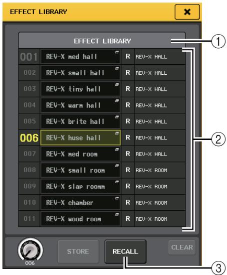 YAMAHA CL-3 - Appuyez sur la touche outil LIBRARY pour ouvrir la fenêtre de bibliothèque correspondante. - 1