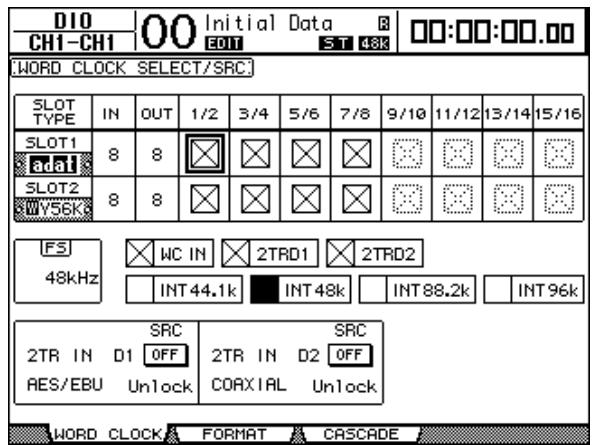 YAMAHA DM 1000 - Appuyez sur la touche DISPLAY ACCESS [DIO] puis sur la touche [F1] (WORD CLOCK). - 1