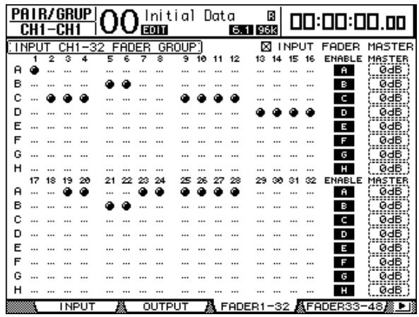 YAMAHA DM 1000 - Utilisation des groupes de curseurs (Master) - 1