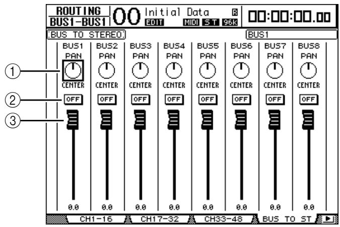 YAMAHA DM 1000 - Acheminement des signaux Bus Out 1-8 vers le bus stéreo - 1